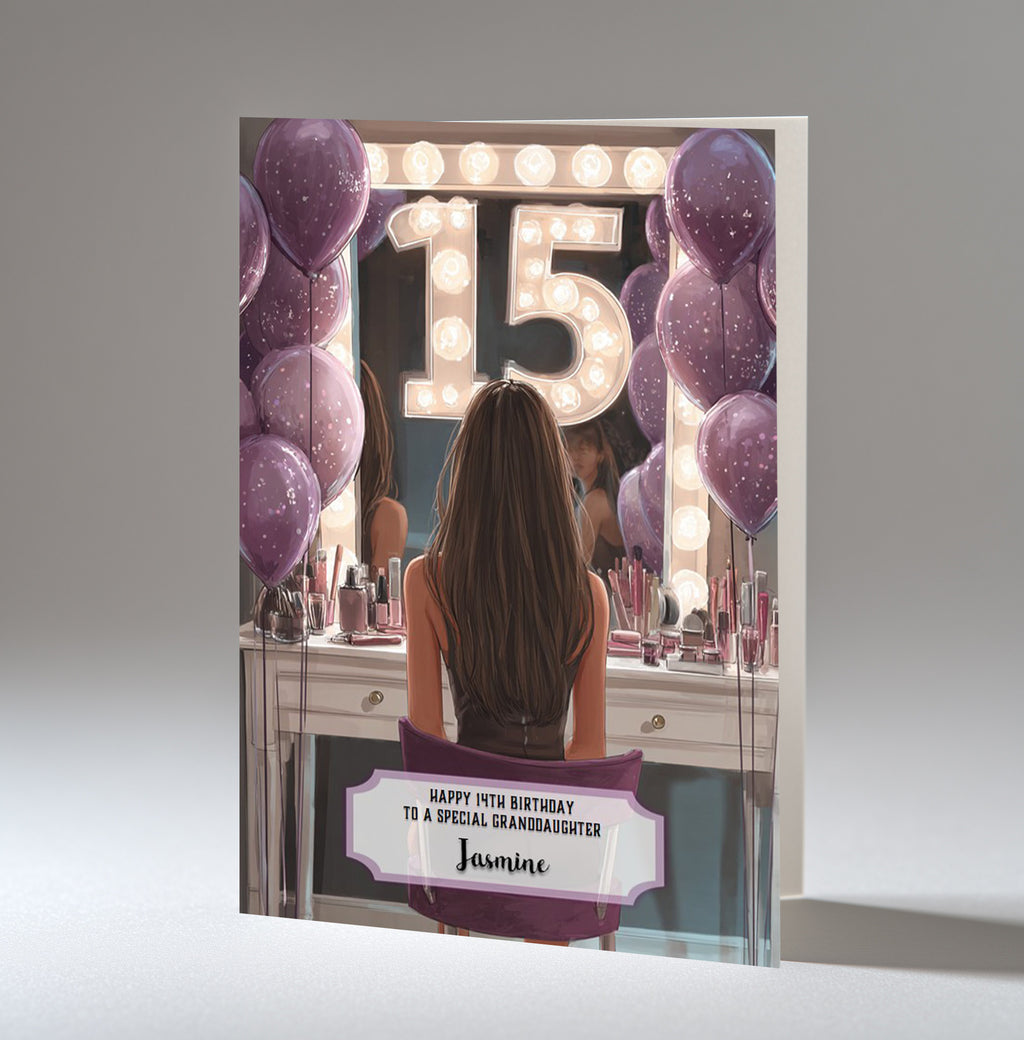 15th Birthday Card For Girls, Daughter, Granddaughter, Niece, Brown Hair, A5 Size,