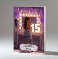 15th Birthday Card For Girls, Granddaughter, Niece, Daughter, Friend, Teenager, Personalised, Dressing Table, Brown Hair, A5 in size,