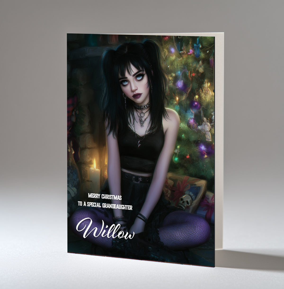 Personalised Christmas Card For Granddaughter, Niece, Great Niece, Friend, Sister, Great Granddaughter, Goth, Gothic