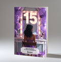 15th Birthday Card For Girls, Granddaughter, Niece, Daughter, Friend, Teenager, Personalised, Dressing Table, Black Hair, A5 in size,
