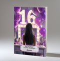 16th Birthday Card For Girls, Granddaughter, Niece, Daughter, Friend, Teenager, Personalised, Dressing Table, Black Hair, A5 in size,