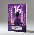 16th Birthday Card For Girls, Granddaughter, Niece, Daughter, Friend, Teenager, Personalised, Dressing Table, Black Hair, A5 in size,