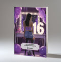 16th Birthday Card For Girls, Granddaughter, Niece, Daughter, Friend, Teenager, Personalised, Dressing Table, Black Hair, A5 in size,