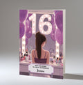 16th Birthday Card For Girls, Granddaughter, Niece, Daughter, Friend, Teenager, Personalised, Dressing Table, Brown Hair, A5 in size,