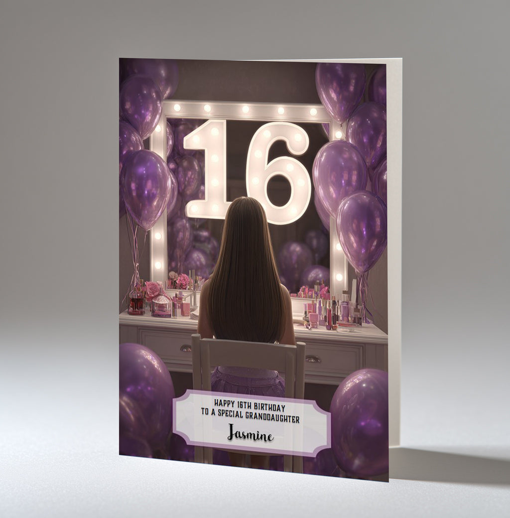 16th Birthday Card For Girls, Daughter, Granddaughter, Niece, Brown Hair, A5 Size,
