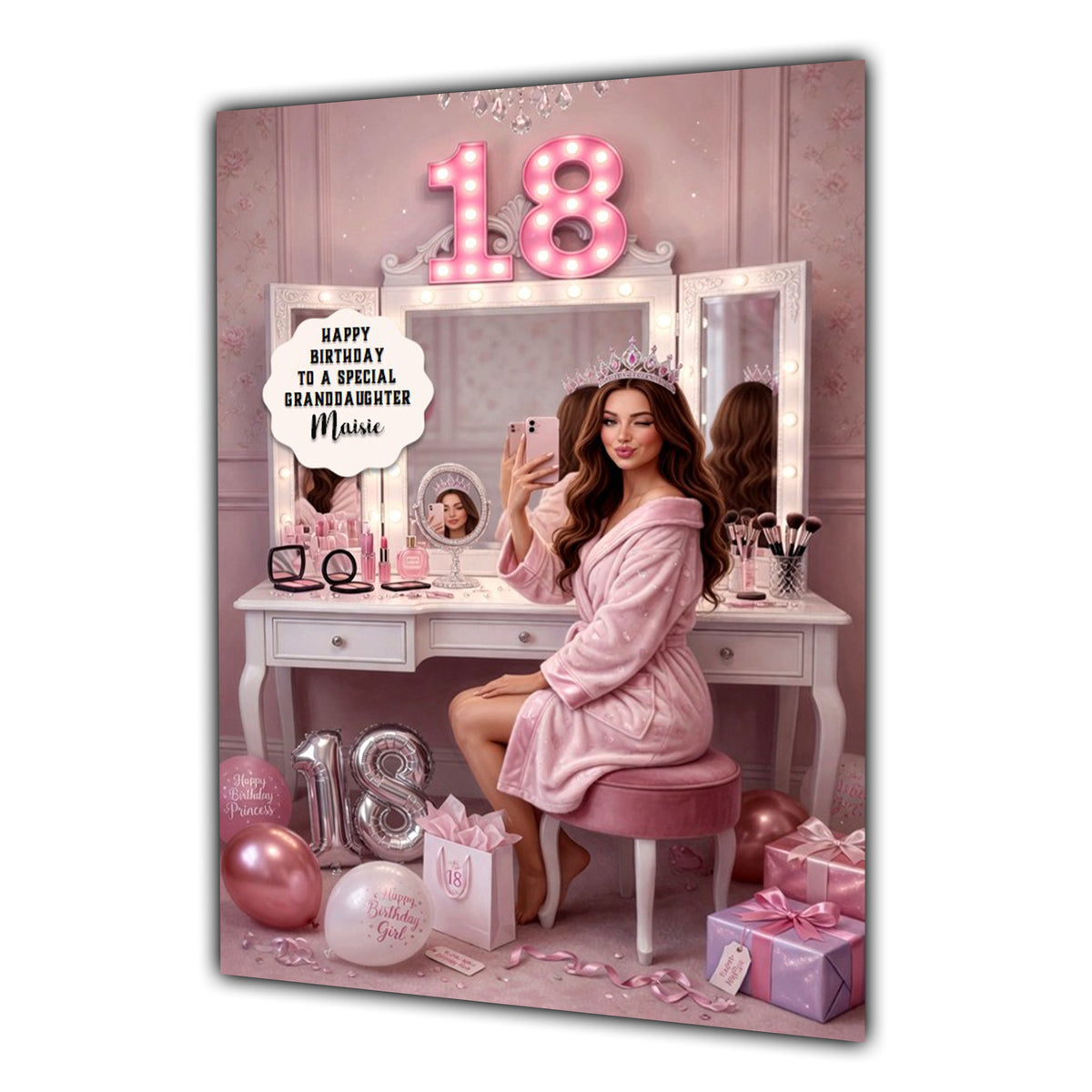 18th Birthday Card Girl, Granddaughter, Daughter, Niece, Large A5 Size