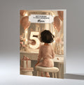 Personalised 5th Birthday Card - Girl at a Dressing Table with Number Lights