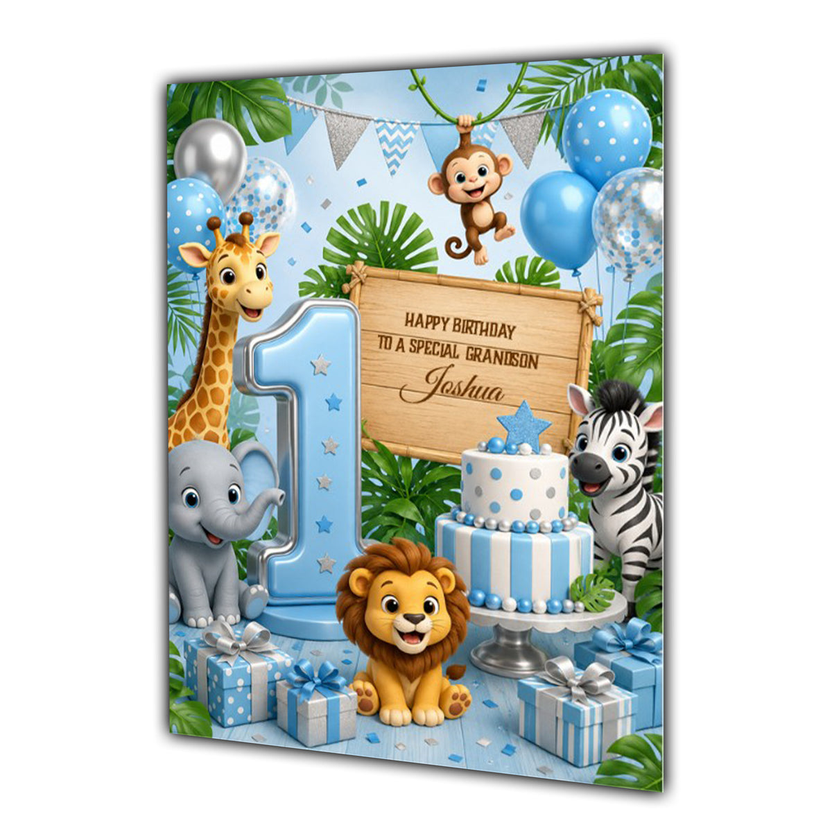 1st Birthday Card for Boys Personalised, Son, Grandson, Nephew,  A5 Size