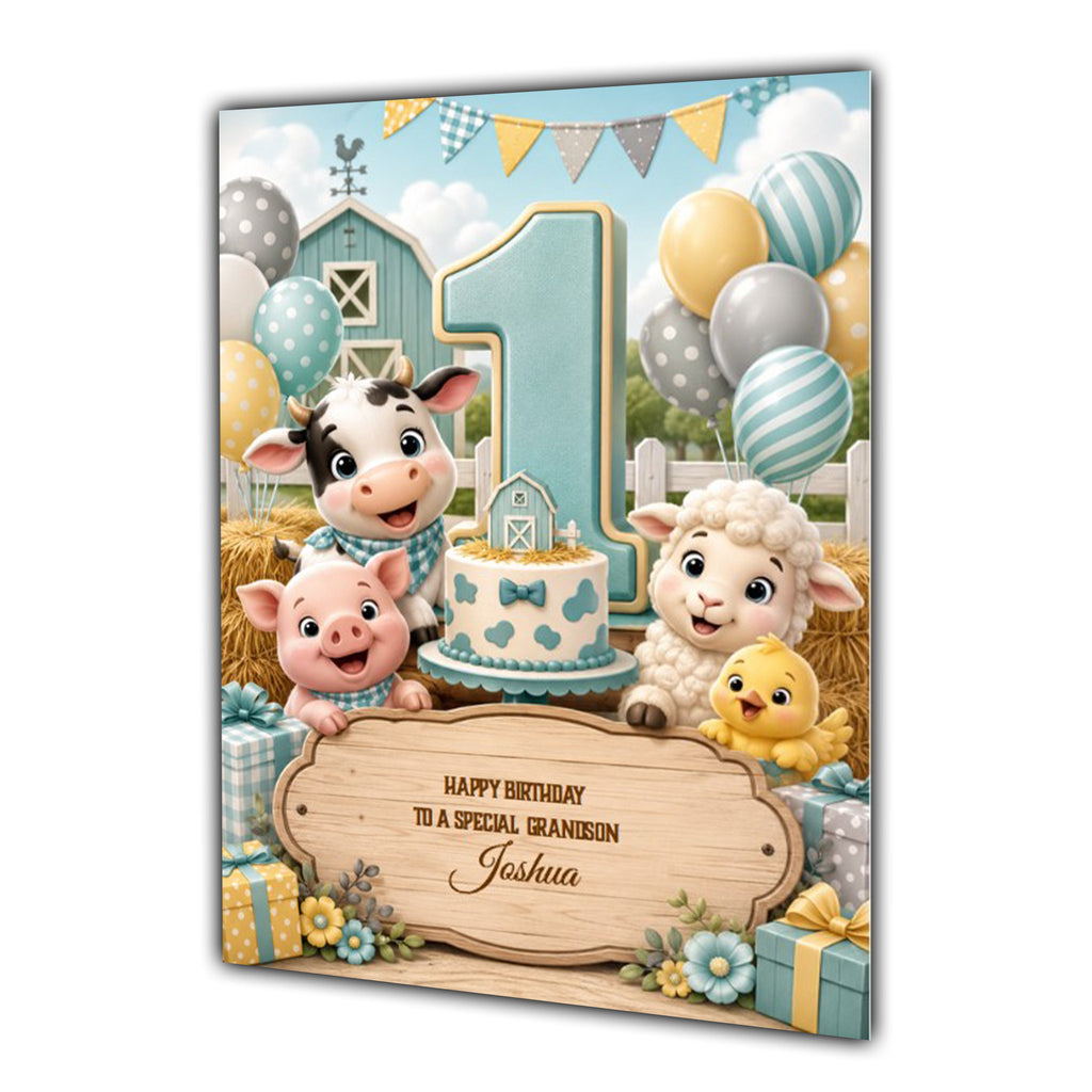 1st Birthday Card for Boys Personalised, Son, Grandson, Nephew,  A5 Size