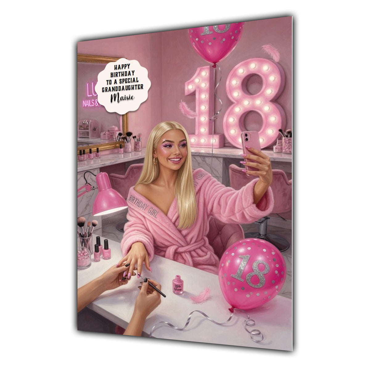18th Birthday Card Girl, Granddaughter, Daughter, Niece, Large A5 Size