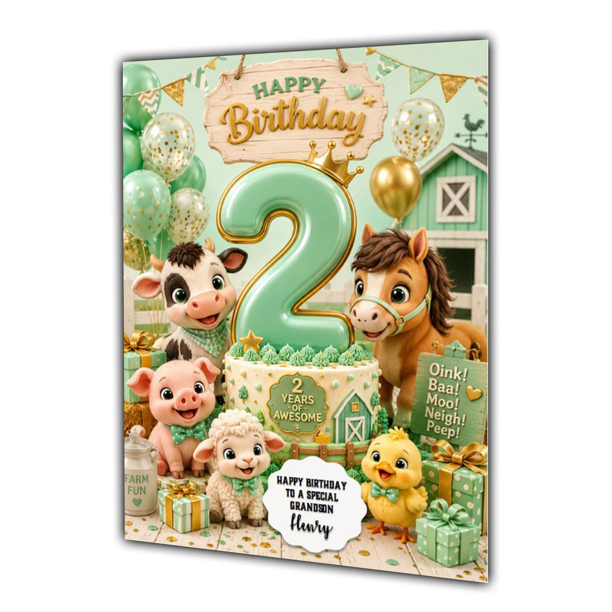2nd Birthday Card for Boys Personalised, Son, Grandson, Nephew,  A5 Size
