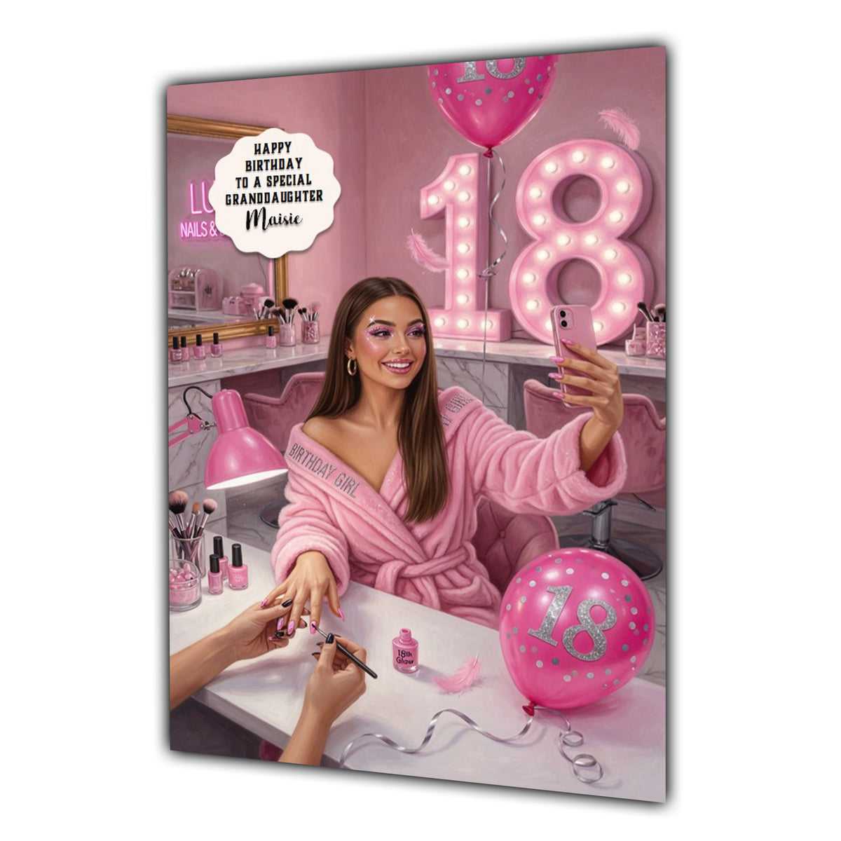 18th Birthday Card Girl, Granddaughter, Daughter, Niece, Large A5 Size