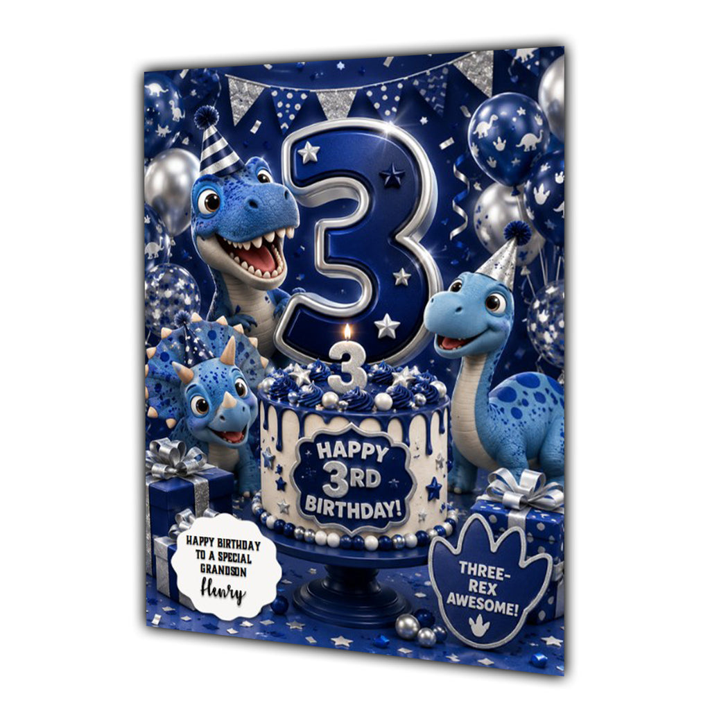 3rd Birthday Card for Boys Personalised, Son, Grandson, Nephew,  A5 Size