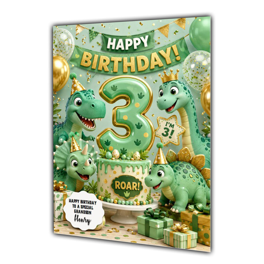 3rd Birthday Card for Boys Personalised, Son, Grandson, Nephew,  A5 Size