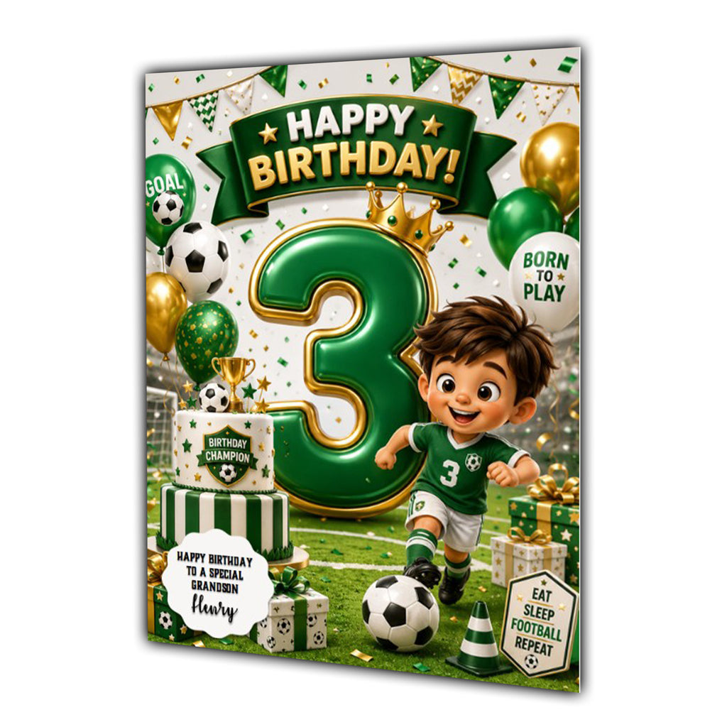 3rd Birthday Card for Boys Personalised, Son, Grandson, Nephew,  A5 Size