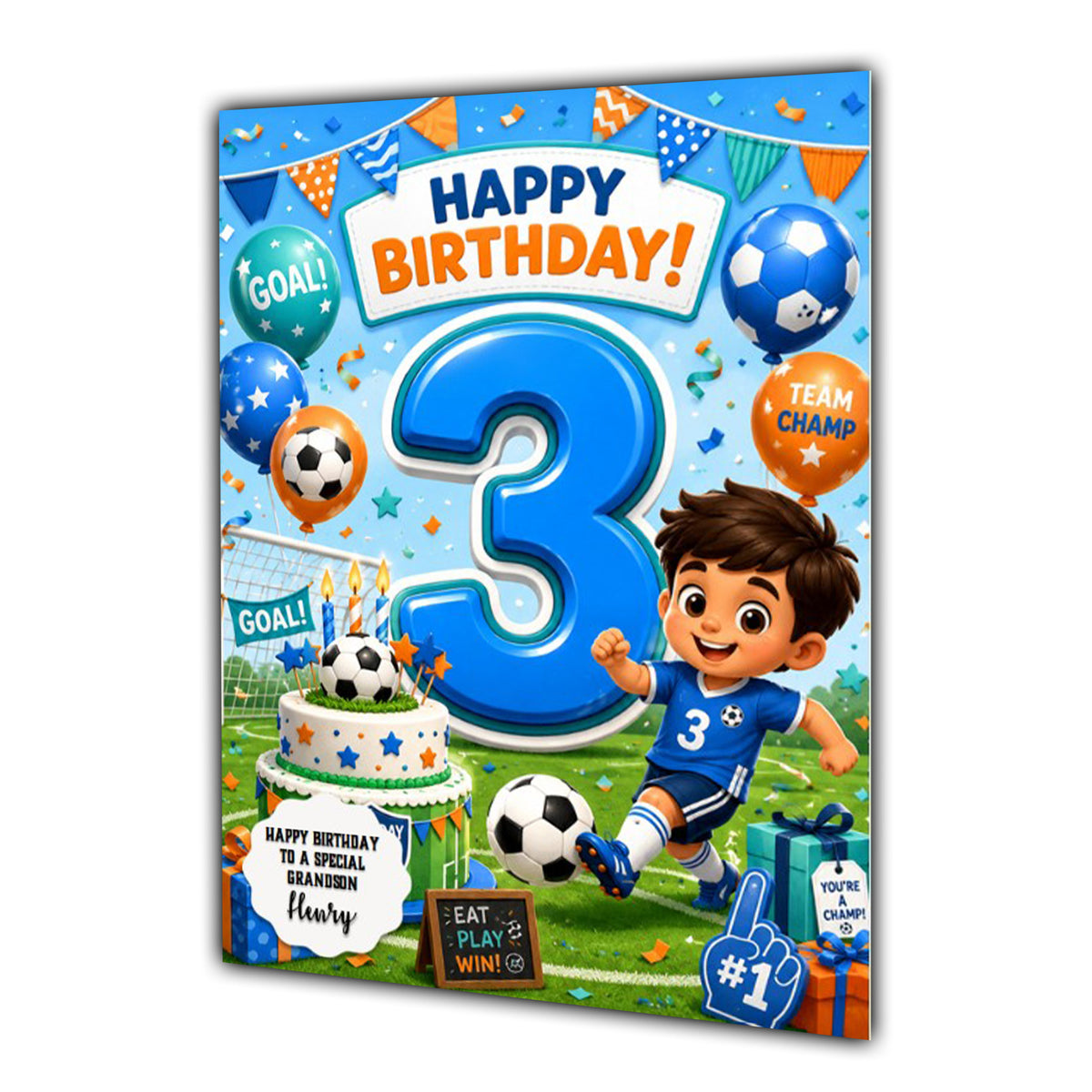 3rd Birthday Card for Boys Personalised, Son, Grandson, Nephew,  A5 Size