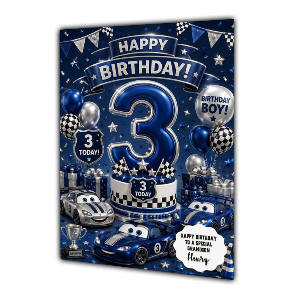 3rd Birthday Card for Boys Personalised, Son, Grandson, Nephew,  A5 Size