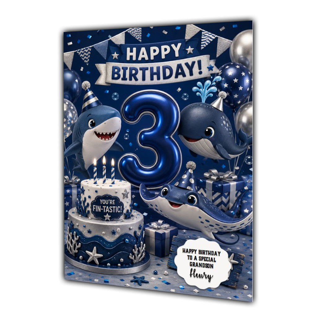 3rd Birthday Card For Boys, Third, Grandson, Son, Nephew, Great, Personalised