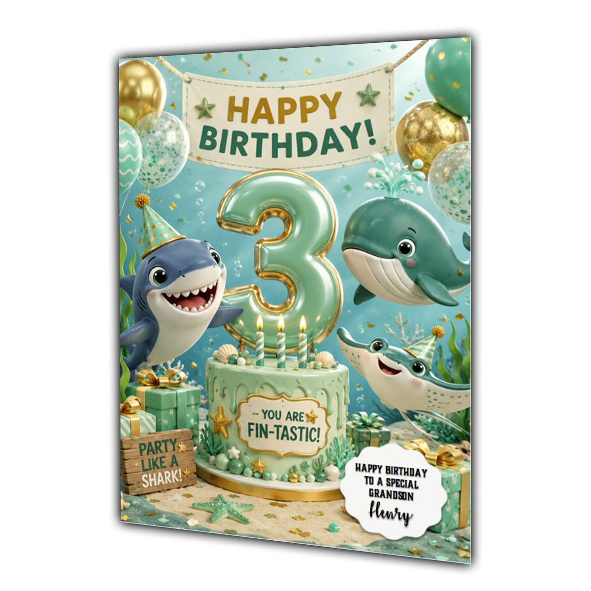 3rd Birthday Card for Boys Personalised, Son, Grandson, Nephew,  A5 Size