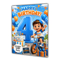 4th Birthday Card for Boys Personalised, Son, Grandson, Nephew,  A5 Size