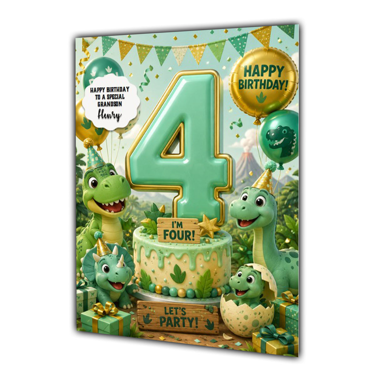 4th Birthday Card for Boys Personalised, Son, Grandson, Nephew,  A5 Size
