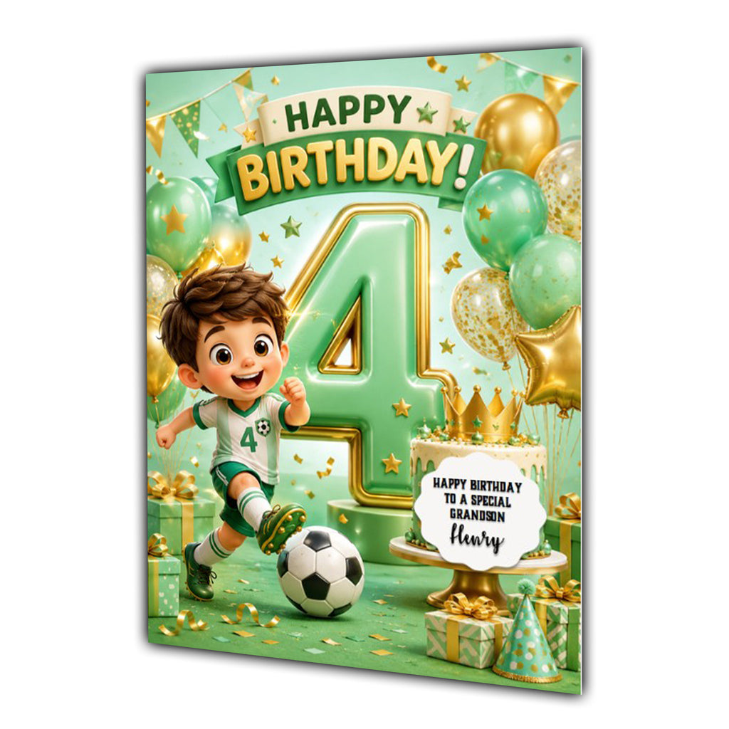4th Birthday Card For Boys, Third, Grandson, Son, Nephew, Great, Personalised