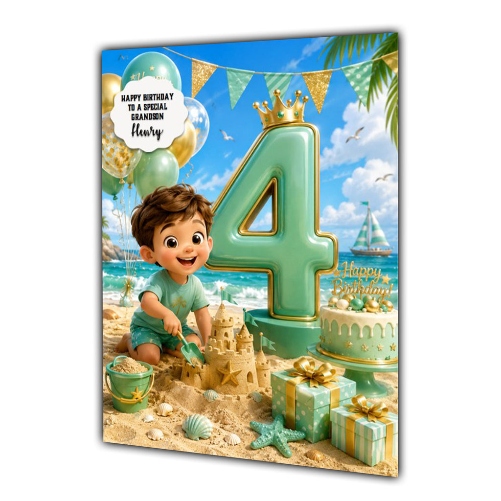 4th Birthday Card For Boys, Third, Grandson, Son, Nephew, Great, Personalised