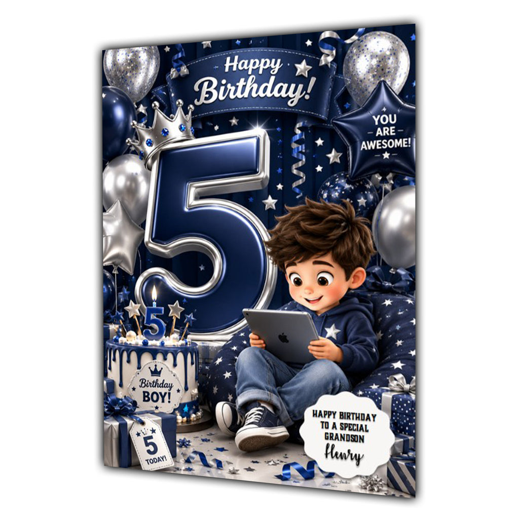 5th Birthday Card For Boys, Third, Grandson, Son, Nephew, Great, Personalised