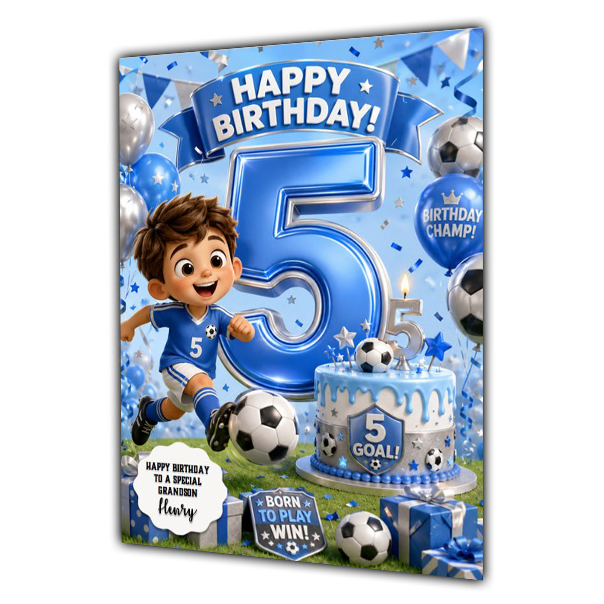 5th Birthday Card for Boys Personalised, Son, Grandson, Nephew,  A5 Size