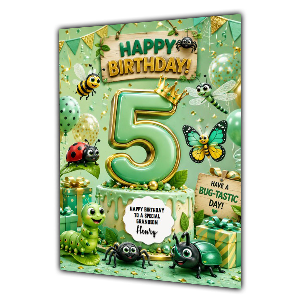 5th Birthday Card for Boys Personalised, Son, Grandson, Nephew,  A5 Size