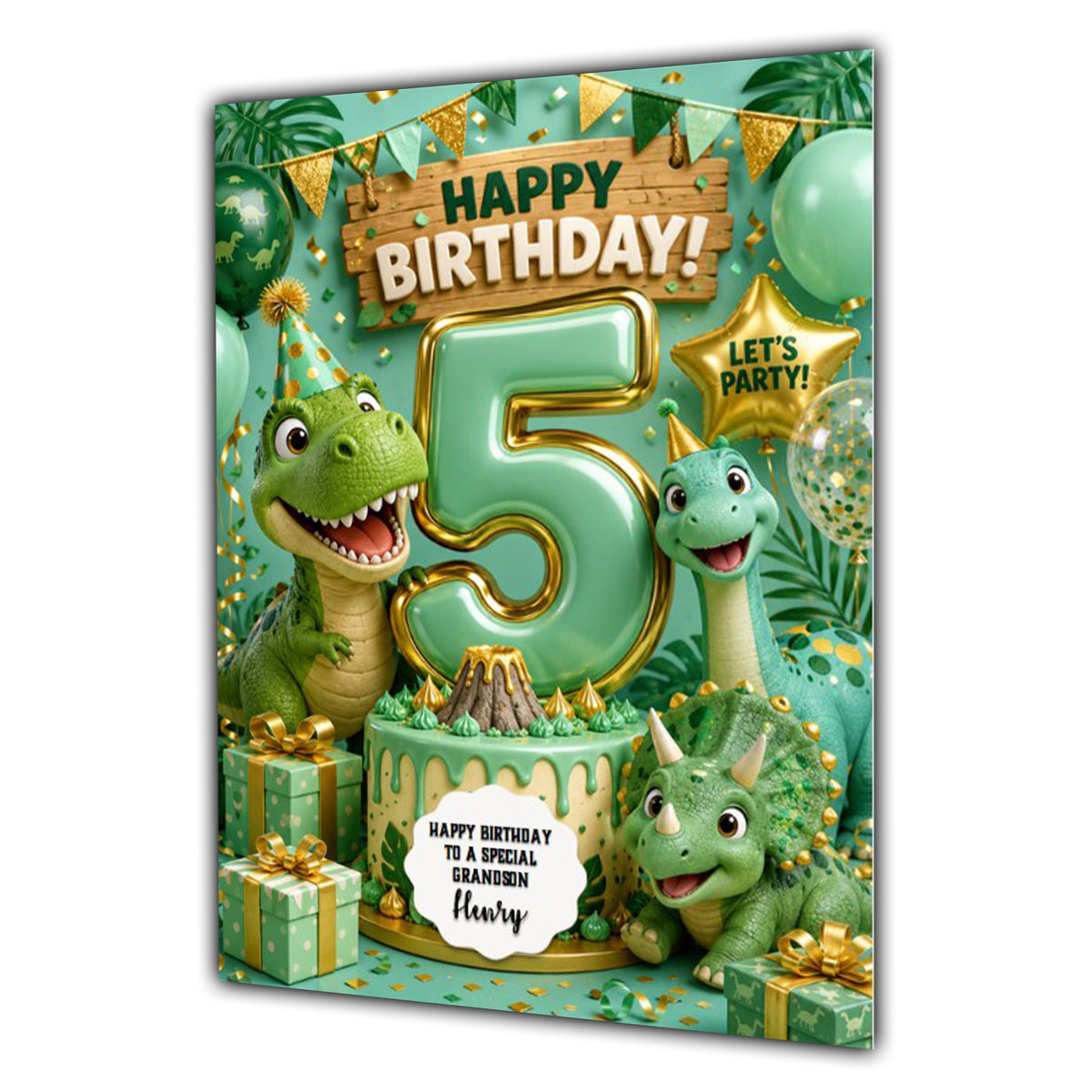 5th Birthday Card for Boys Personalised, Son, Grandson, Nephew,  A5 Size