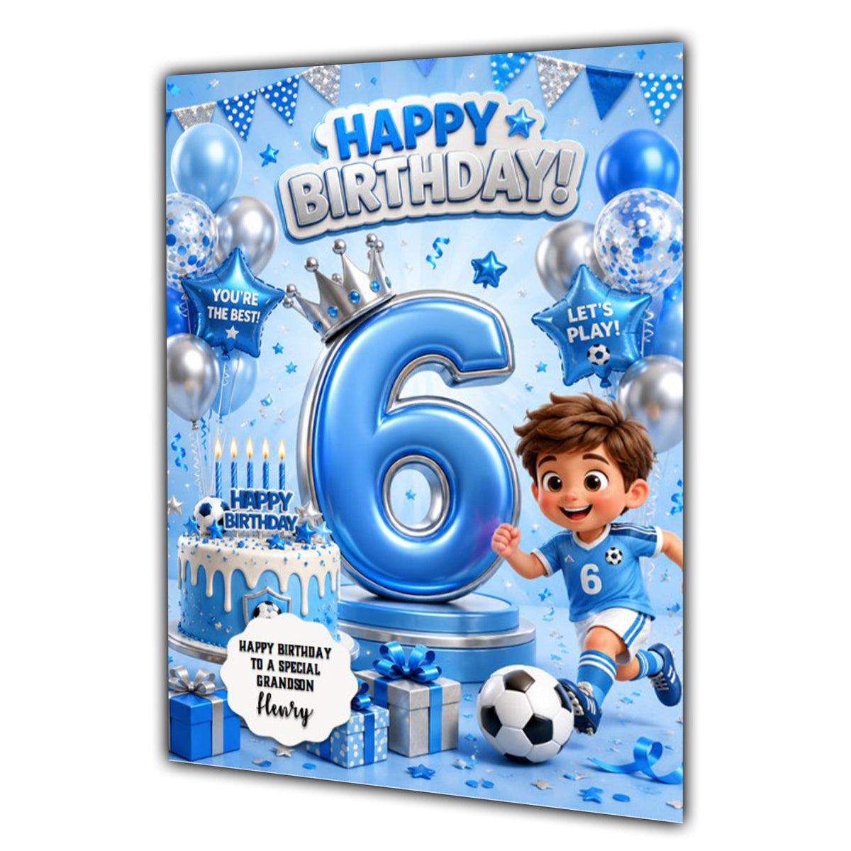 6th Birthday Card for Boys Personalised, Son, Grandson, Nephew,  A5 Size