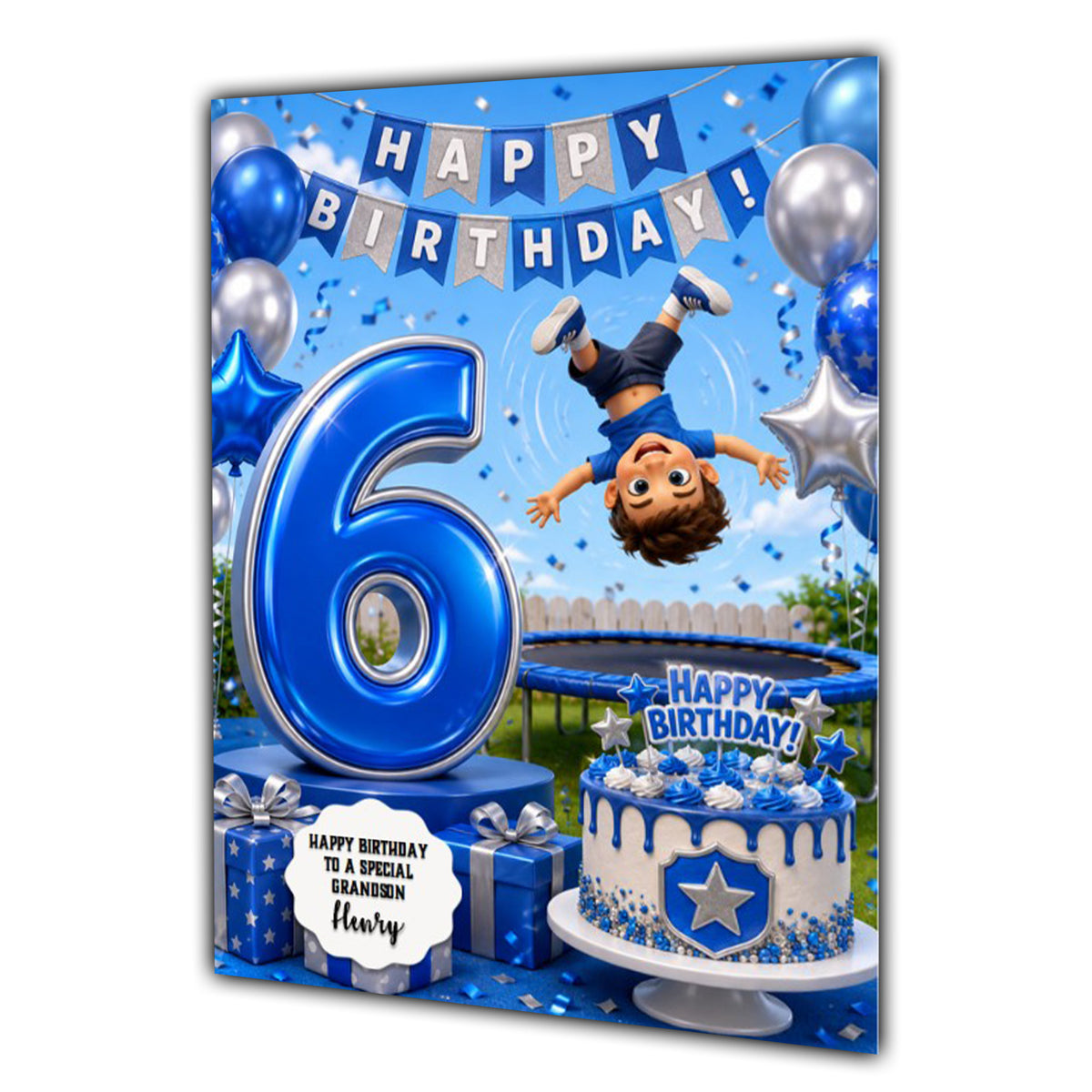6th Birthday Card for Boys Personalised, Son, Grandson, Nephew,  A5 Size