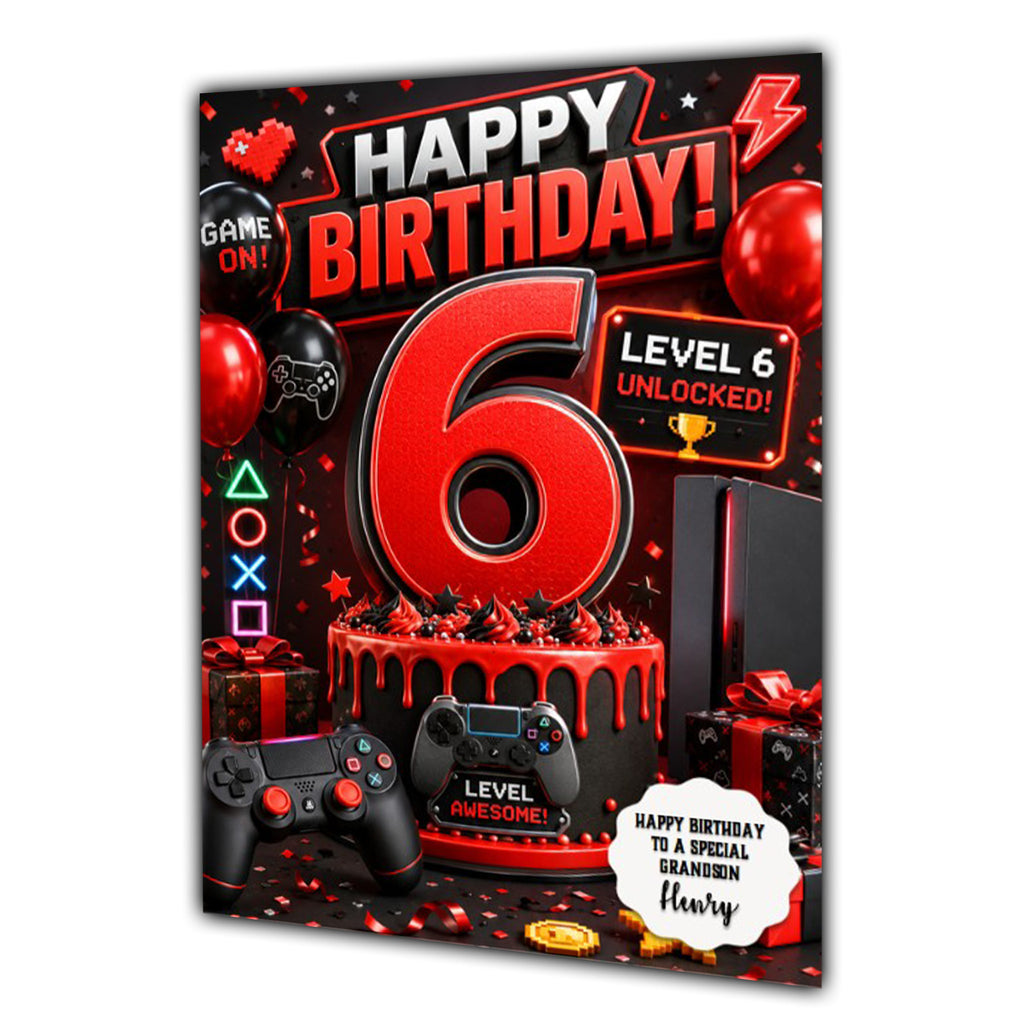 6th Birthday Card for Boys Personalised, Son, Grandson, Nephew,  A5 Size