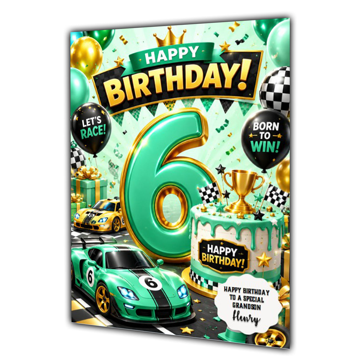 6th Birthday Card for Boys Personalised, Son, Grandson, Nephew,  A5 Size
