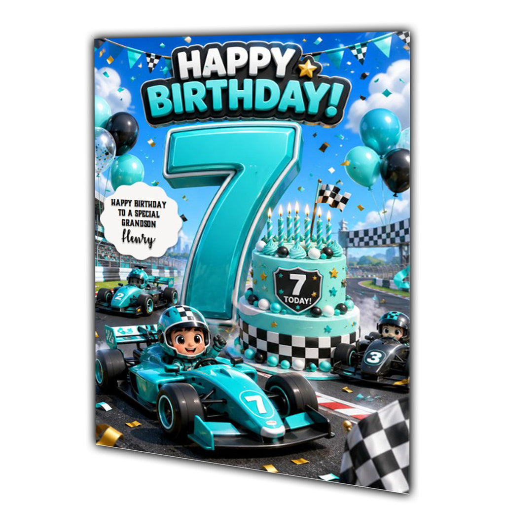 7th Birthday Card for Boys Personalised, Son, Grandson, Nephew,  A5 Size