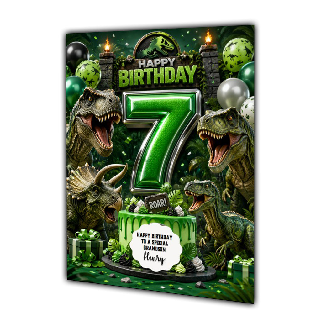 7th Birthday Card for Boys Personalised, Son, Grandson, Nephew,  A5 Size