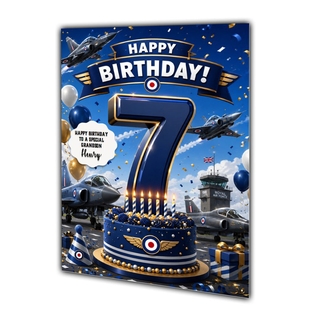 7th Birthday Card for Boys Personalised, Son, Grandson, Nephew,  A5 Size