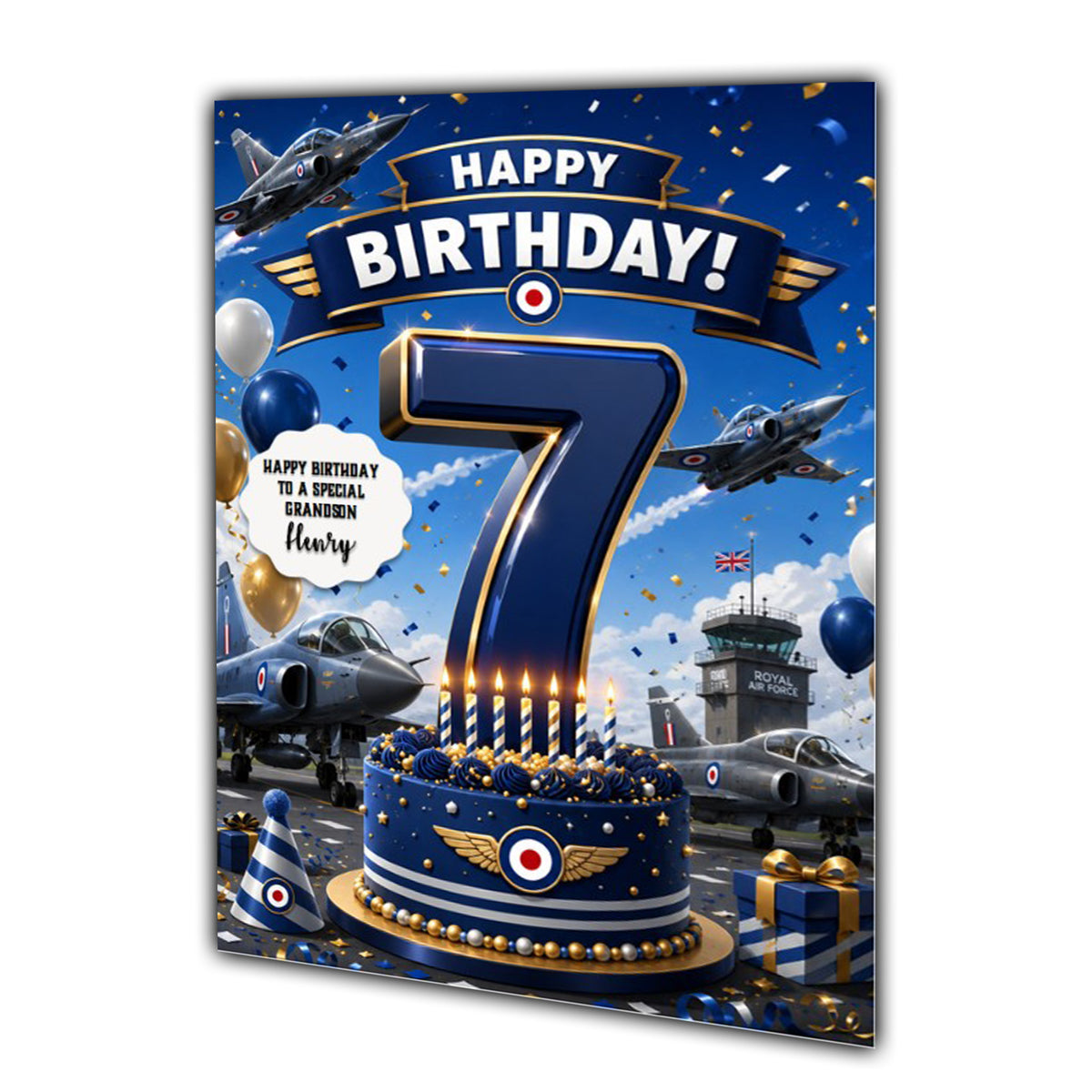 7th Birthday Card for Boys Personalised, Son, Grandson, Nephew,  A5 Size