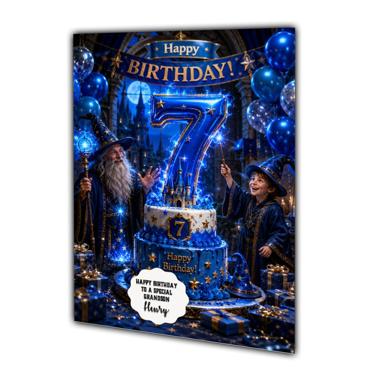 7th Birthday Card for Boys Personalised, Son, Grandson, Nephew,  A5 Size