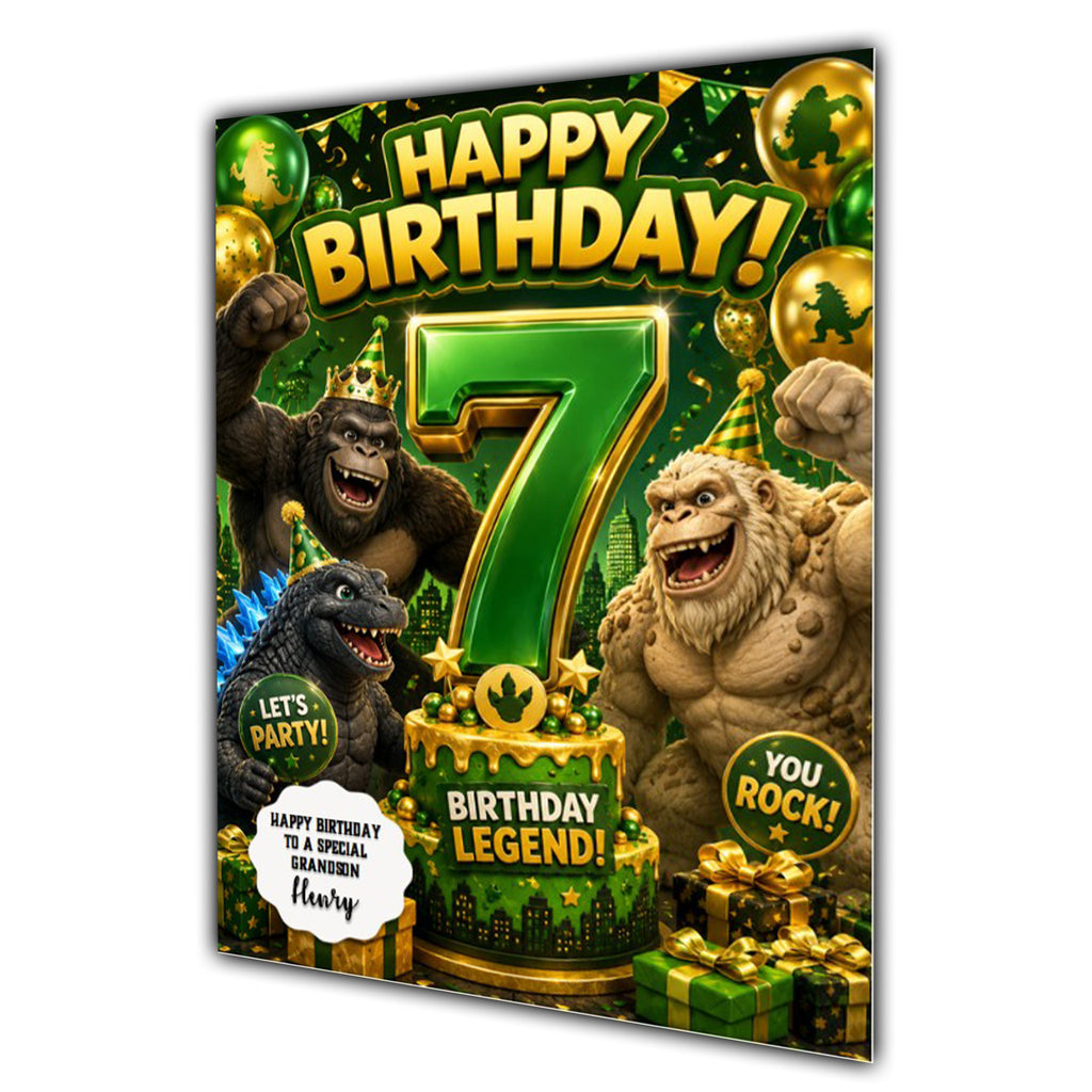 7th Birthday Card for Boys Personalised, Son, Grandson, Nephew,  A5 Size