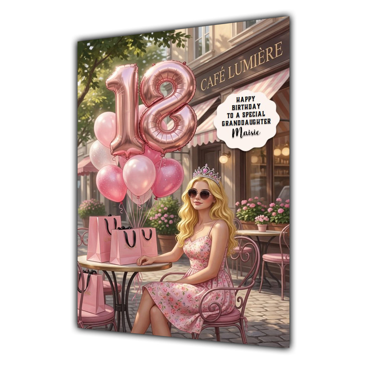 18th Birthday Card Girl, Granddaughter, Daughter, Niece, Large A5 Size