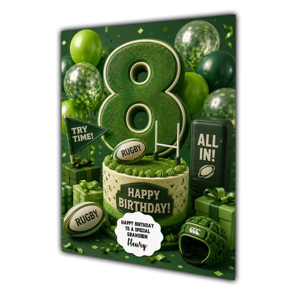 8th Birthday Card for Boys Personalised, Son, Grandson, Nephew,  A5 Size