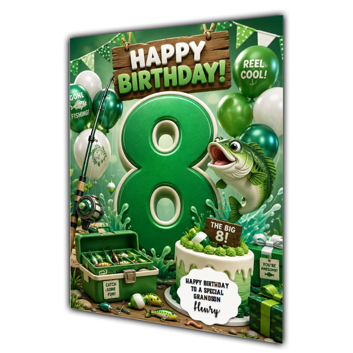 8th Birthday Card for Boys Personalised, Son, Grandson, Nephew,  A5 Size