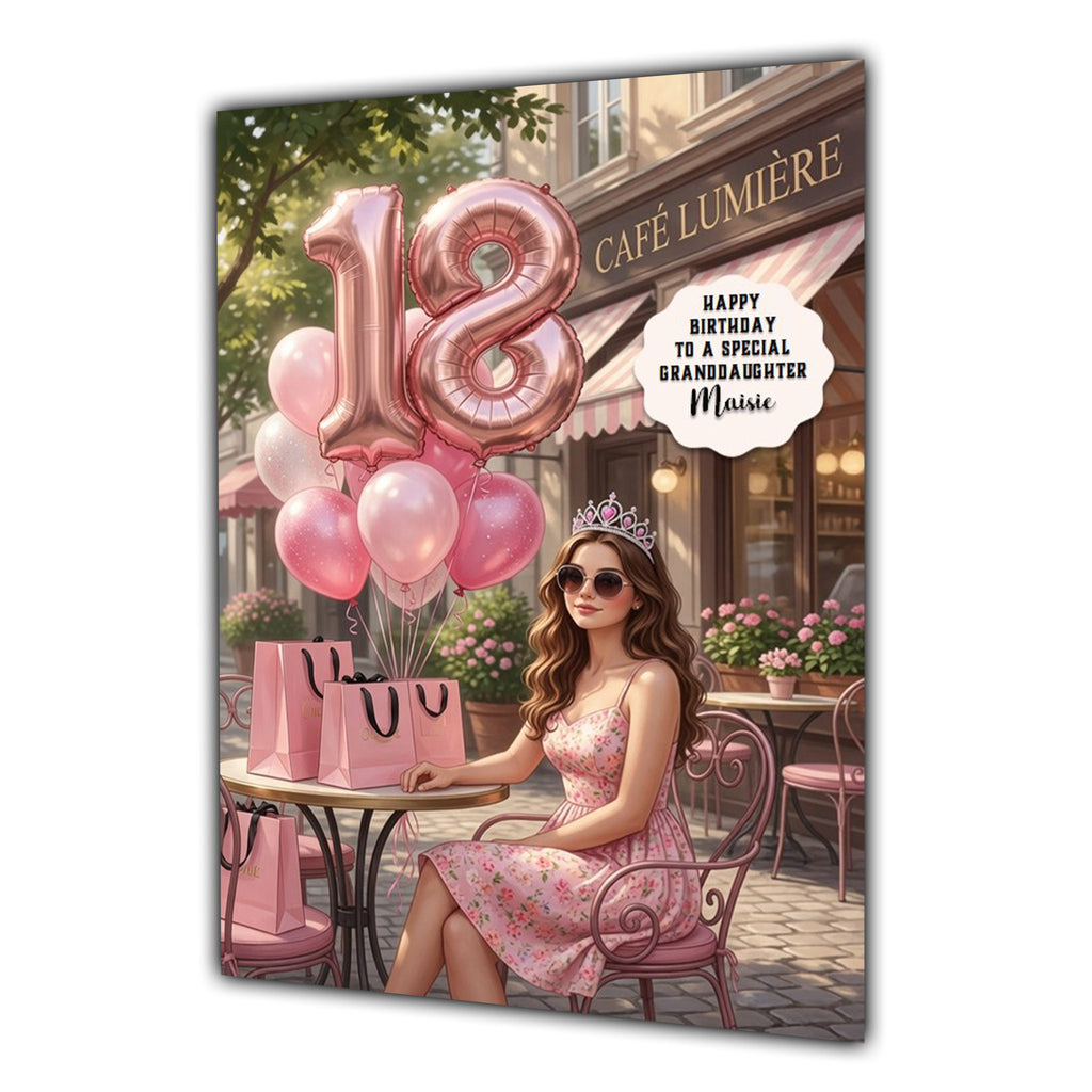 18th Birthday Card Girl, Granddaughter, Daughter, Niece, Large A5 Size