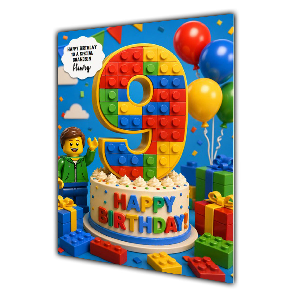 9th Birthday Card for Boys Personalised, Son, Grandson, Nephew,  A5 Size