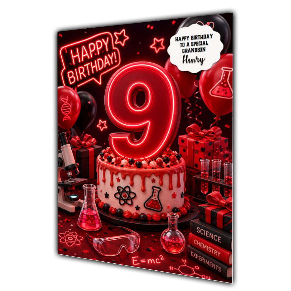9th Birthday Card for Boys Personalised, Son, Grandson, Nephew,  A5 Size