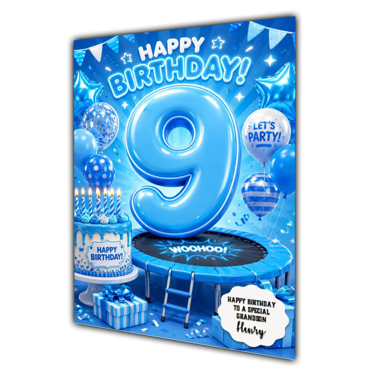 9th Birthday Card for Boys Personalised, Son, Grandson, Nephew,  A5 Size
