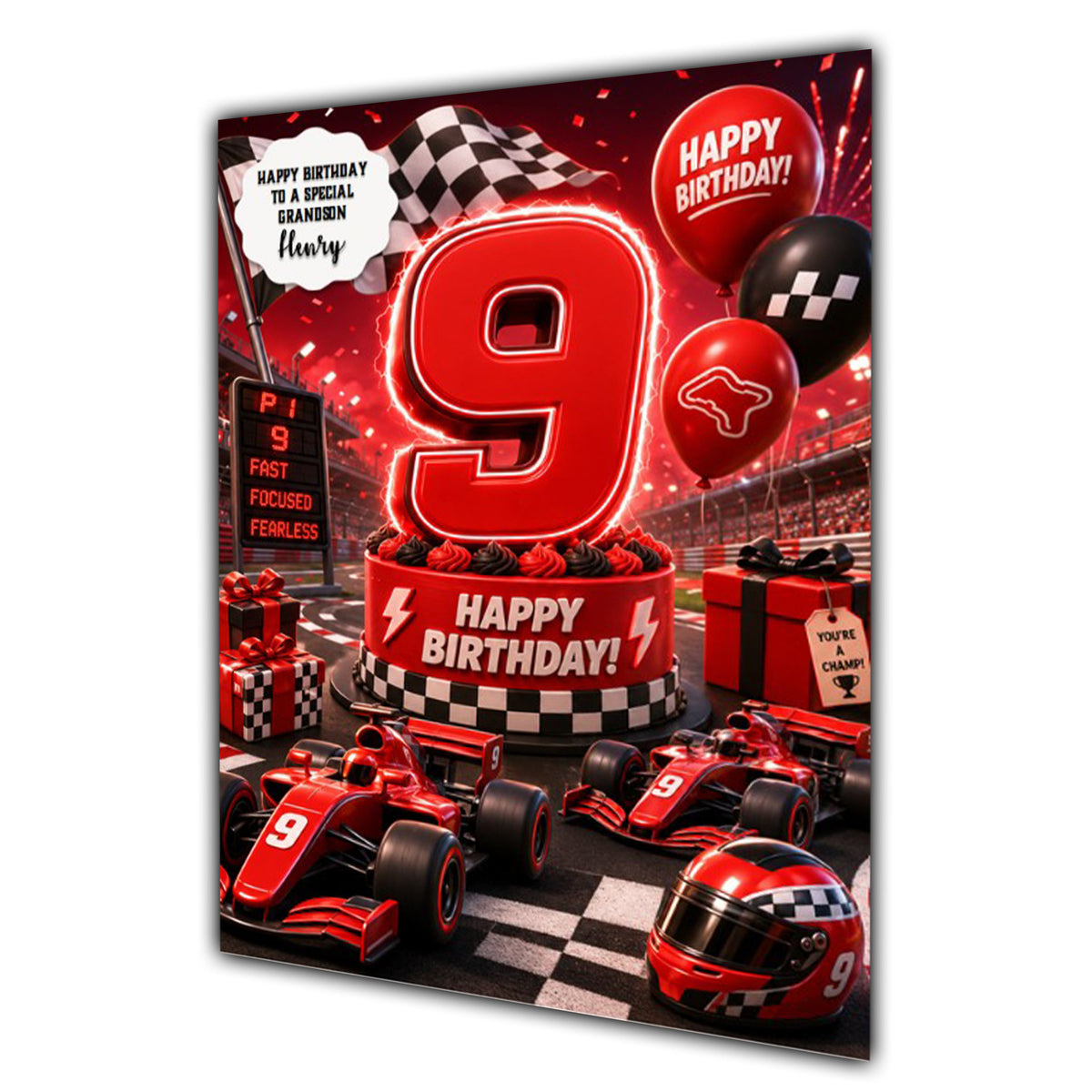 9th Birthday Card for Boys Personalised, Son, Grandson, Nephew,  A5 Size