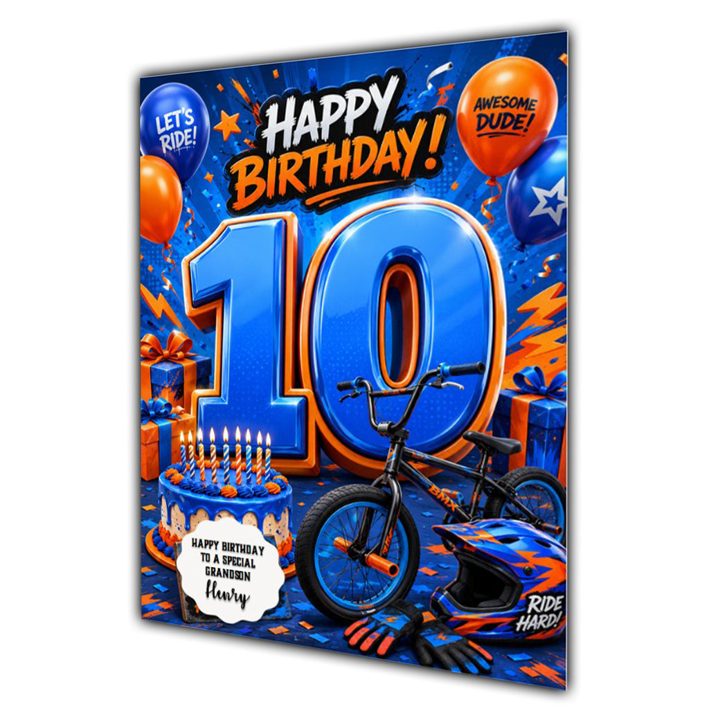 10th Birthday Card for Boys Personalised, Son, Grandson, Nephew,  A5 Size